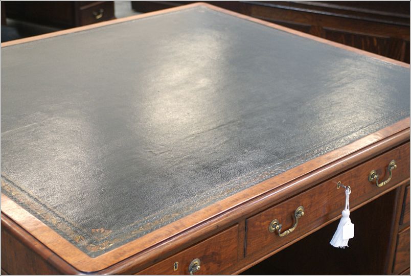 1013 Antique Victorian Mahogany 18 Drawer Partners Desk (10)